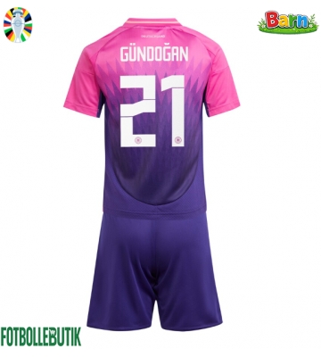 Tyskland Ilkay Gundogan #21 Bortaställ Barn EM 2024 Kortärmad (+ Korta byxor)